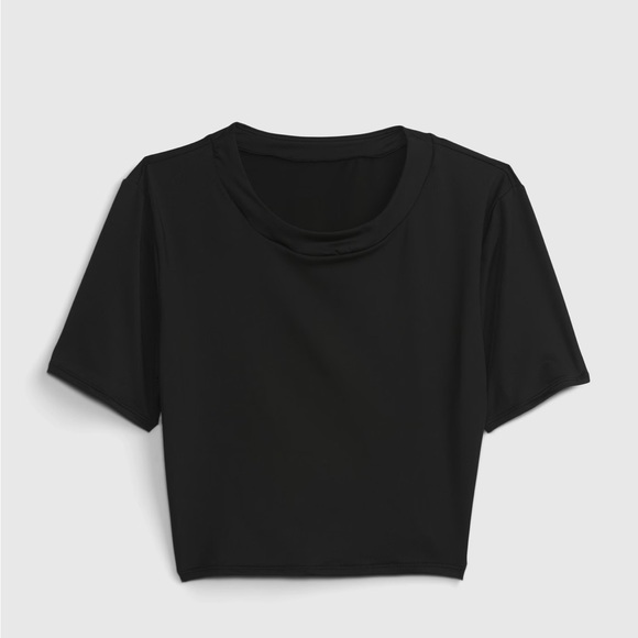 🆕 GAP Women’s Cropped Swim Short Sleeve Rash Guard Rashguard Black Large 12/14 - Picture 3 of 12